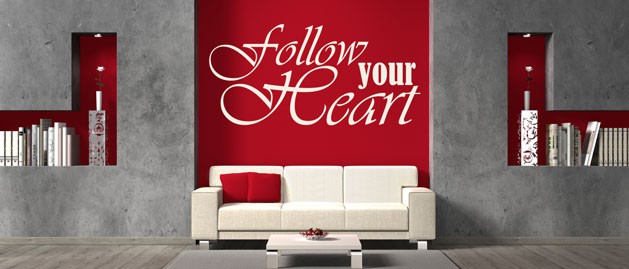 Samolepka na stnu s textem - Follow your heart, polep na stnu a nbytek