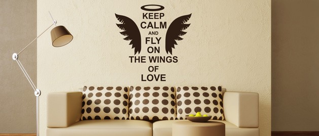 Samolepka na ze s textem - Keep calm and fly, polep na stnu a nbytek