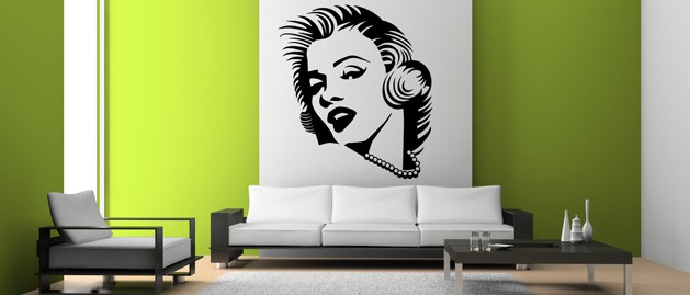 Samolepka na ze Marilyn Monroe, polep na stnu a nbytek