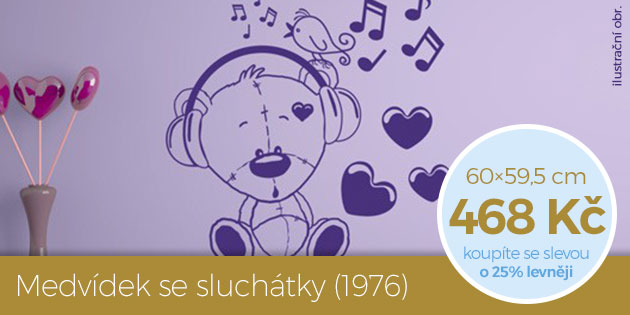 Medvdek se sluchtky (1976)  samolepka na ze
