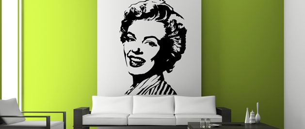 Nlepky na stnu hlava Marilyn, polep na stnu a nbytek