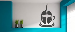 Nálepka na zeď šálek v zrnku kávy, polep na stěnu a nábytek