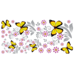 Žlutí motýlci - sada barevných samolepek na zeď, polep na stěnu a nábytek