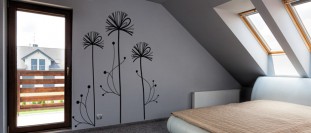 Samolepka na ze abstraktn rostlinky, polep na stnu a nbytek