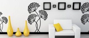 Samolepka na zeď tři abstraktní rostlinky, polep na stěnu a nábytek
