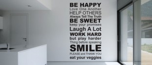 Samolepka na zeď s citátem - Be happy, polep na stěnu a nábytek