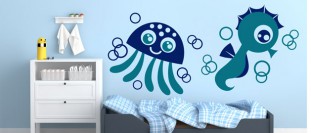 Samolepka na zeď dětská chobotnička, polep na stěnu a nábytek