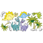 Dinosau rodinka - sada barevnch samolepek na ze, polep na stnu a nbytek