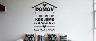 Samolepka na ze s cittem - Domov je kdekoliv, polep na stnu a nbytek