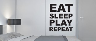Samolepka na ze s textem - Eat sleep, polep na stnu a nbytek