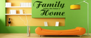 Samolepka na stěnu s textem - Family home, polep na stěnu a nábytek