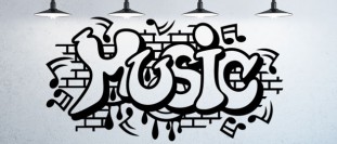 Samolepka na zeď graffiti music, polep na stěnu a nábytek
