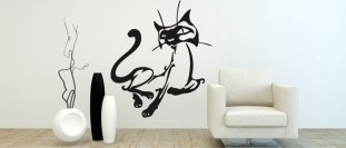Samolepka na stěnu kočka abstraktní, polep na stěnu a nábytek