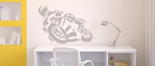 Nálepka na zeď motorkář na motorce, polep na stěnu a nábytek