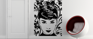 Nálepka na zeď Audrey Hepburn, polep na stěnu a nábytek