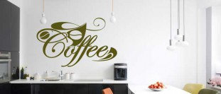 Nálepka na zeď nápis coffee, polep na stěnu a nábytek