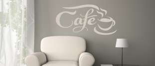 Nálepka na zeď nápis cafe, polep na stěnu a nábytek