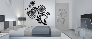 Samolepka na zeď poupě s květinami, polep na stěnu a nábytek