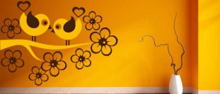 Samolepka na zeď ptáci dvě barvy, polep na stěnu a nábytek