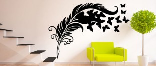 Samolepa na stěnu přeměna pera v motýly, polep na stěnu a nábytek