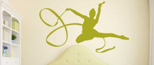 Samolepka na stěnu gymnastka a stuha, polep na stěnu a nábytek