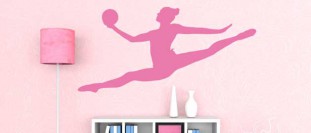Samolepka na zeď gymnastka ve skoku, polep na stěnu a nábytek