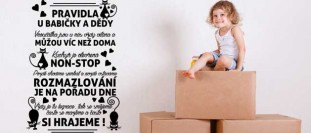 Samolepka na ze pravidla u babiky a ddeka, polep na stnu a nbytek