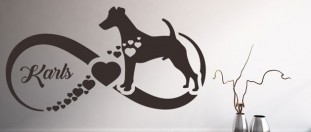Samolepka na zeď psí láska - foxterier, polep na stěnu a nábytek
