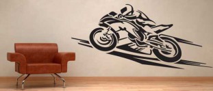 Samolepka na zeď silueta motorkáře, polep na stěnu a nábytek