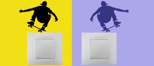Nlepka na ze skateboardista k vypnai, polep na stnu a nbytek