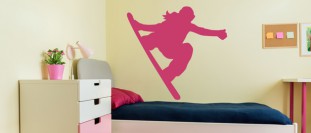 Nálepka na zeď snowboardistka, polep na stěnu a nábytek