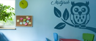 Samolepka na stnu sova se jmnem kluka, polep na stnu a nbytek