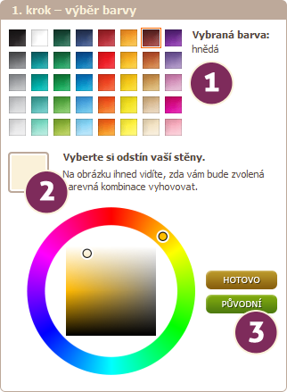 Výběr barev a simulace barvy stěny [OBR]
